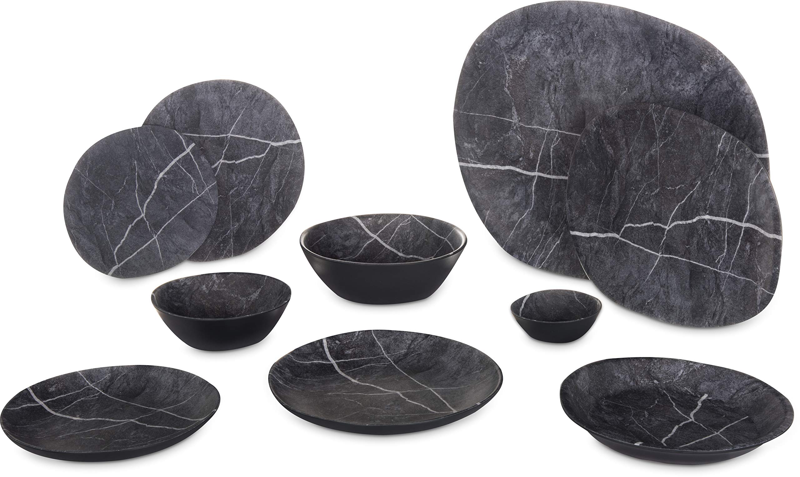 Carlisle FoodService Products Ridge Reusable Plastic Plate Dinner Plate for Home and Restaurant, Melamine, 10.5 Inches, Soapstone, (Pack of 12)
