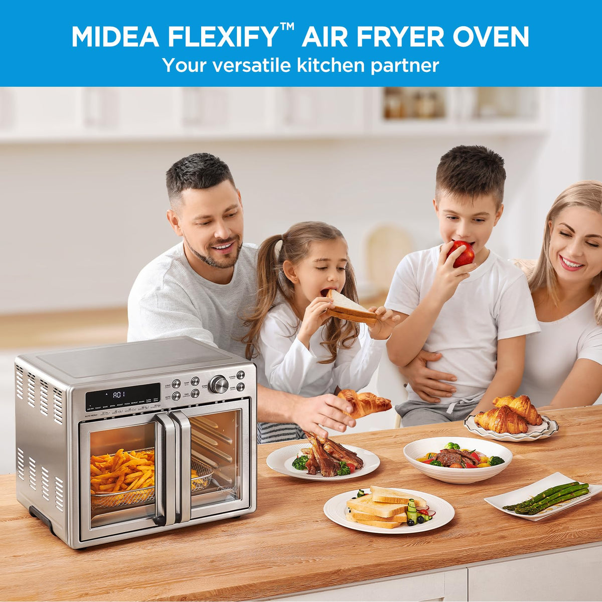 Midea Flexify Classic French Door Toaster Oven Air Fryer Combo, 26.4 QT