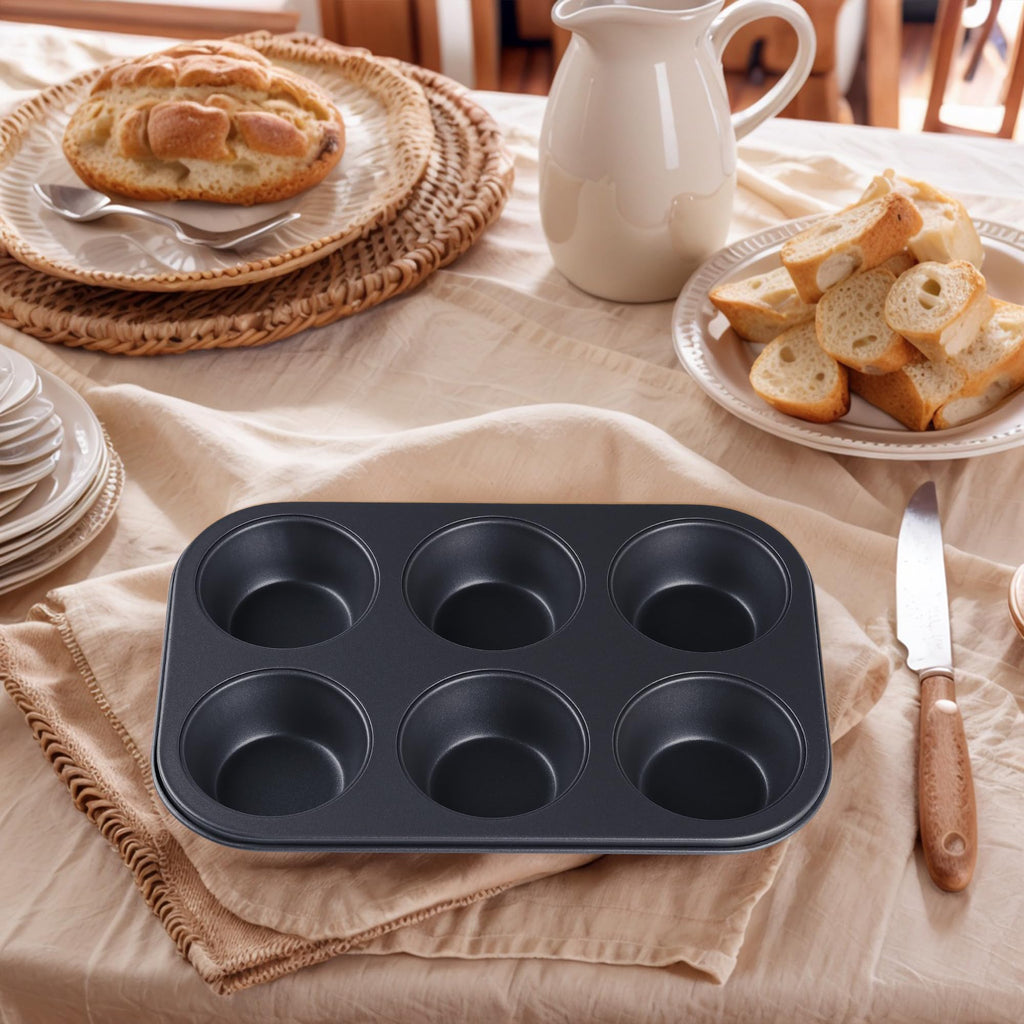 DRMHM Muffin-Pan for Baking, Nonstick Cake Pan 12 Cups, 3 Pack Cup Premium Cheesecake Pans, Cupcake Baking Pan for Oven 10.4 * 7.1 * 1.2in Black
