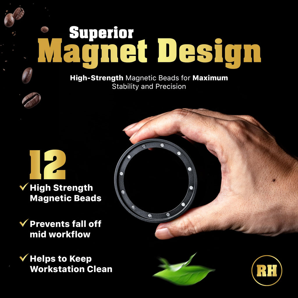 Roast Hub 58mm Magnetic Dosing Funnel for Portafilter Espresso Machine ~ High Strength 12 Magnet Design ~ Fits Most Express Coffee Machines ~ Home Barista Espresso Portafilter Adapter ~ UK Brand