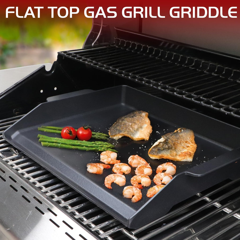 Cast Iron Griddle for Gas Grill Stove Top Plate Universal Flat Griddle Insert Stovetop Skillet Charcoal Electric Range Oven Large Cooking Pan Replacement Outdoor Camp Camping Part 23" x 16"