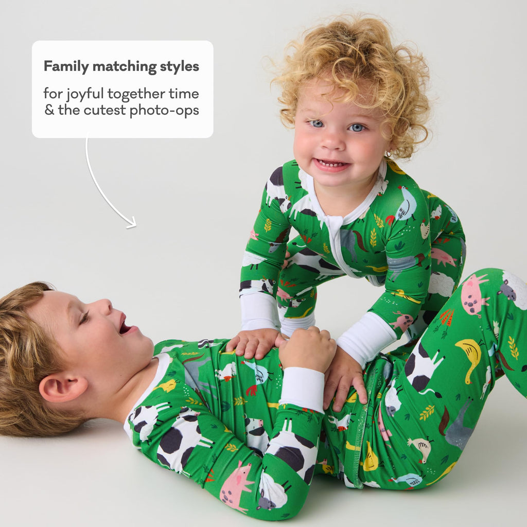 Little Sleepies Baby Pajamas, Green Farm Animals, Preemie