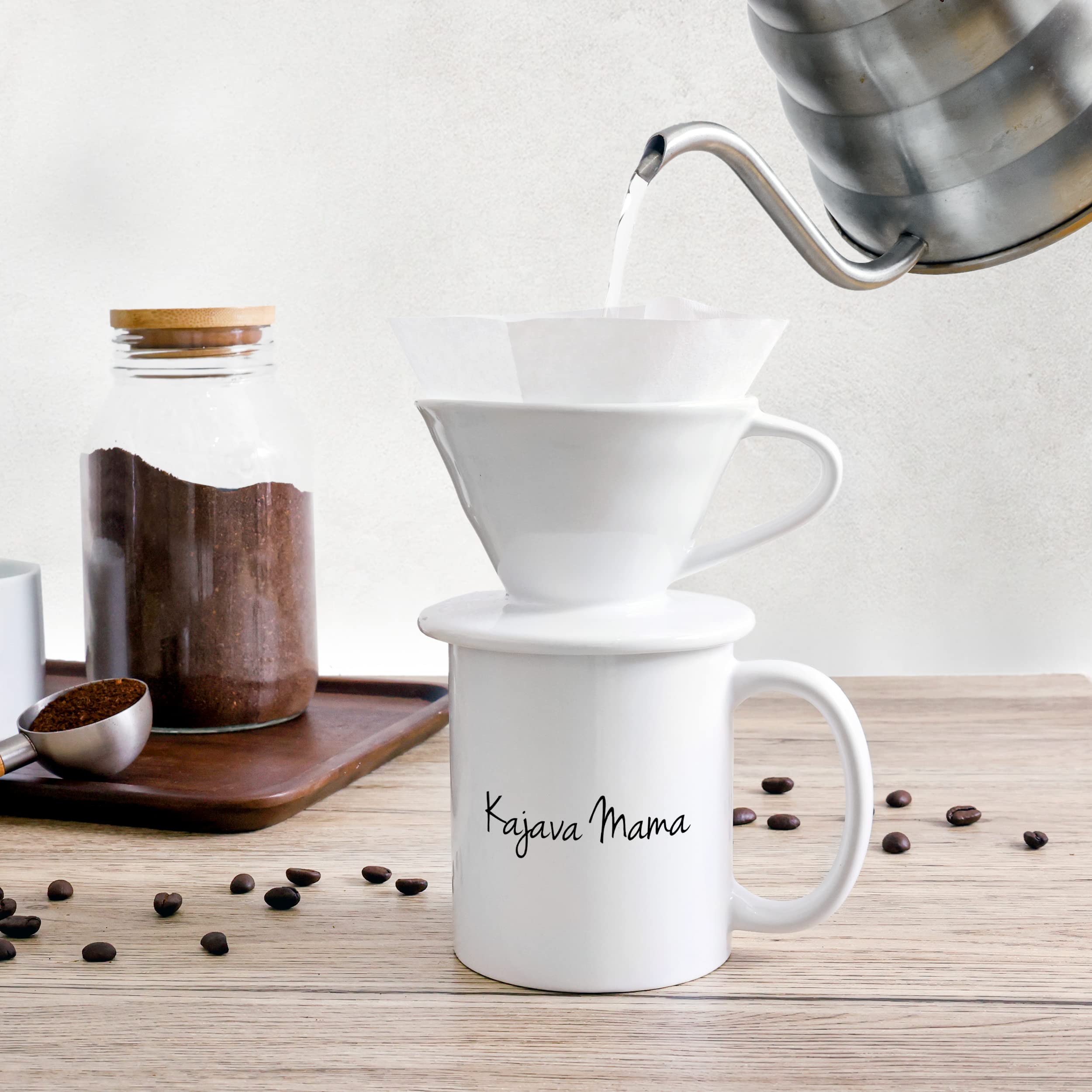Kajava Mama Ceramic Pour Over Coffee Dripper V02 Manual Brewer White, 2 Cup
