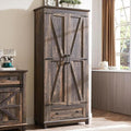 AMERLIFE 72" Tall Kitchen Pantry Storage Cabinet, Adjustable Shelves and Drawer, Farmhouse Food Pantry Cabinet for Kitchen, Living Room, Dining Room, Antique Oak