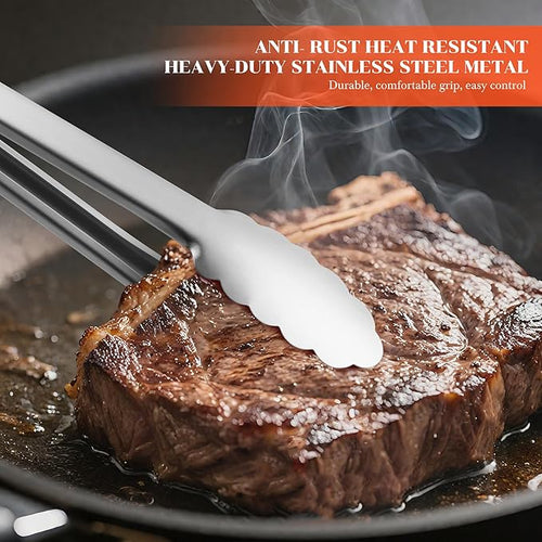 12" & 17 Inch Extra Long Metal Tongs, Grilling Tongs, Stainless Steel Tongs