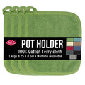 RITZ Terry Potholder & Hot Pad: Unparalleled Heat Resistant, Durable 100% Cotton – Ergonomically Designed for Optimal Grip – Easy-Care Machine Washable – 4-Pack, Cactus Green