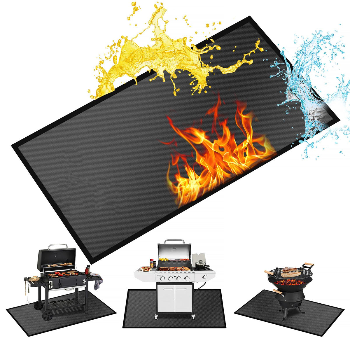 60 ×52 Inch Under Grill Mats for Outdoor Grill & Grill Mat for Under BBQ