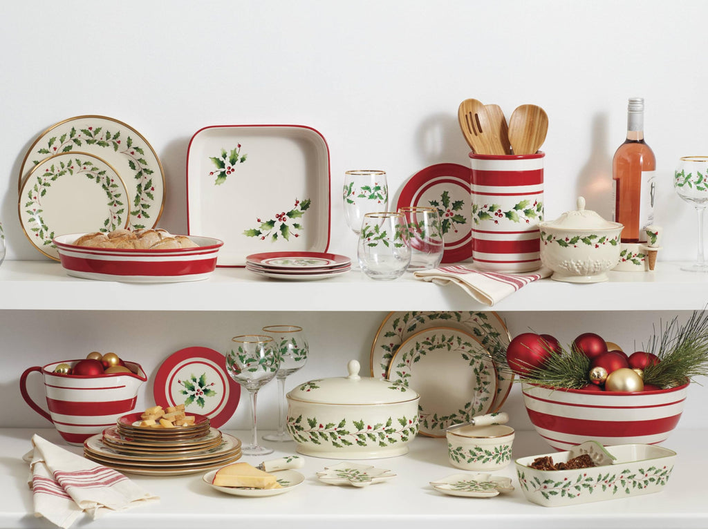 Lenox Holiday Porcelain Christmas Salad Plate Set for 4