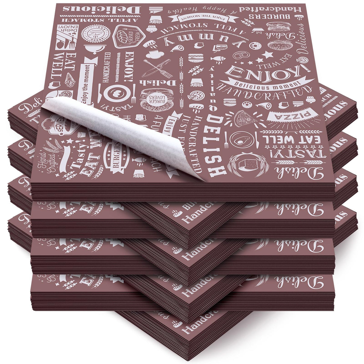 Outus 1800 Pcs 12 x 12 Inch Deli Wax Paper Sheets, Brown
