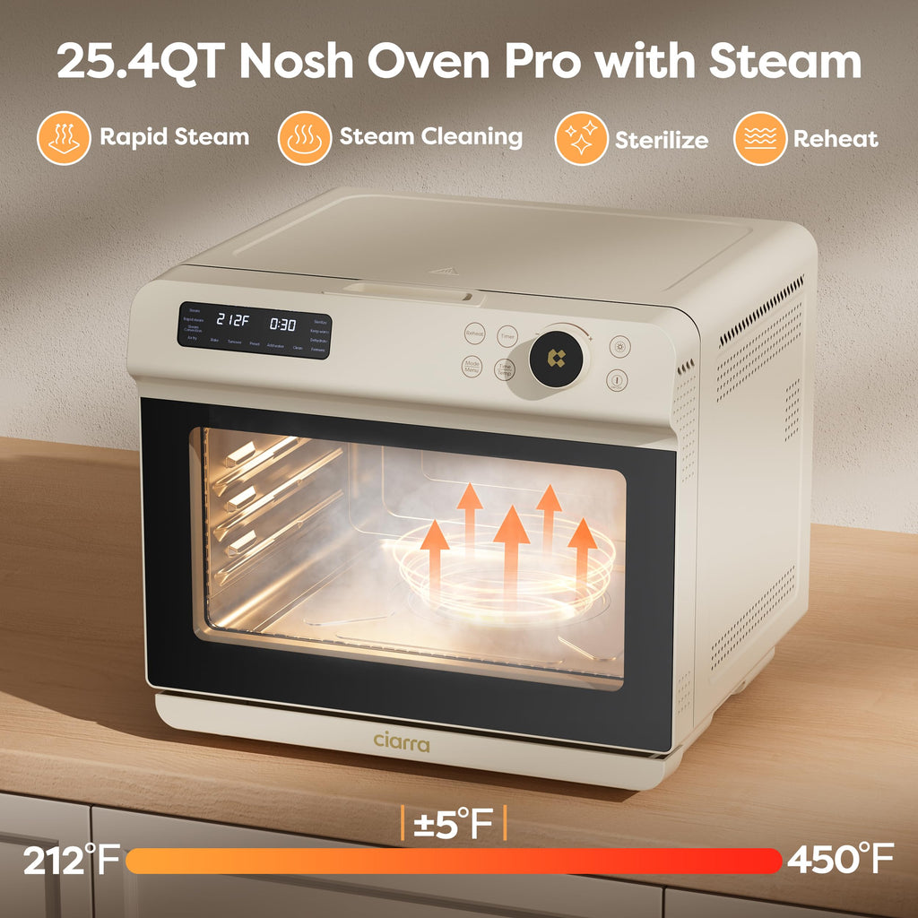 CIARRA 12-in-1 Countertop Steam Oven with Air Fryer, 25.4QT Nosh Oven Pro