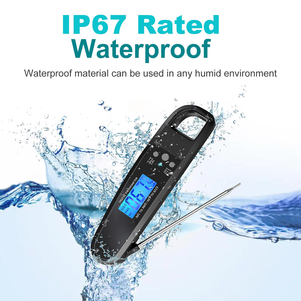 LIKEPAI Black Meat Thermometer Digital Food Thermometer for Cooking