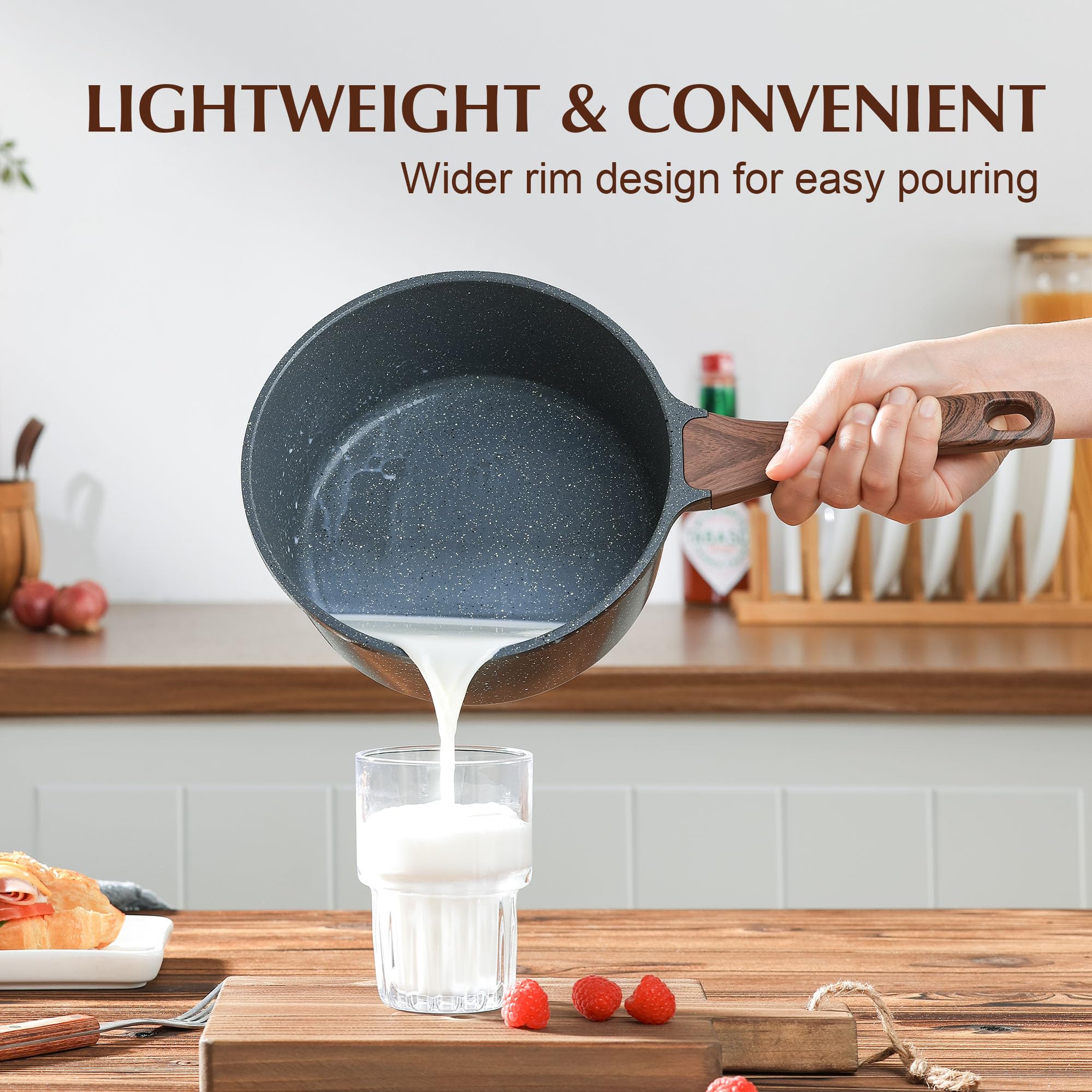 SENSARTE 2.0 Quarts Nonstick Saucepan with Lid, PFOA/PFOS Free