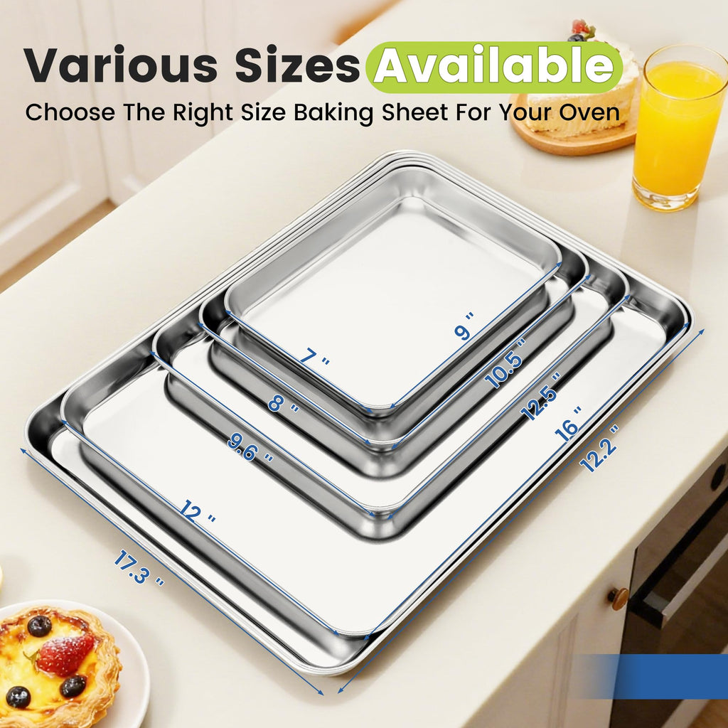 BIEAMA 12 Pack Stainless Steel Toaster Oven Baking Sheets, 16 x 12 in