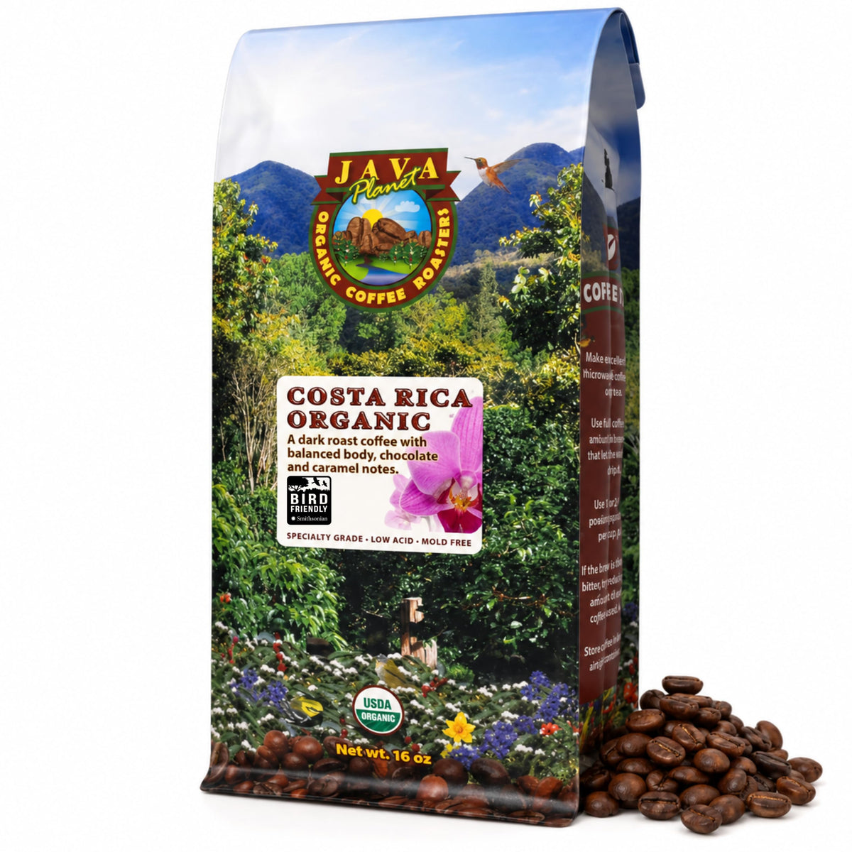Java Planet Low Acid Organic Whole Bean Coffee, Papua New Guinea, 16 oz