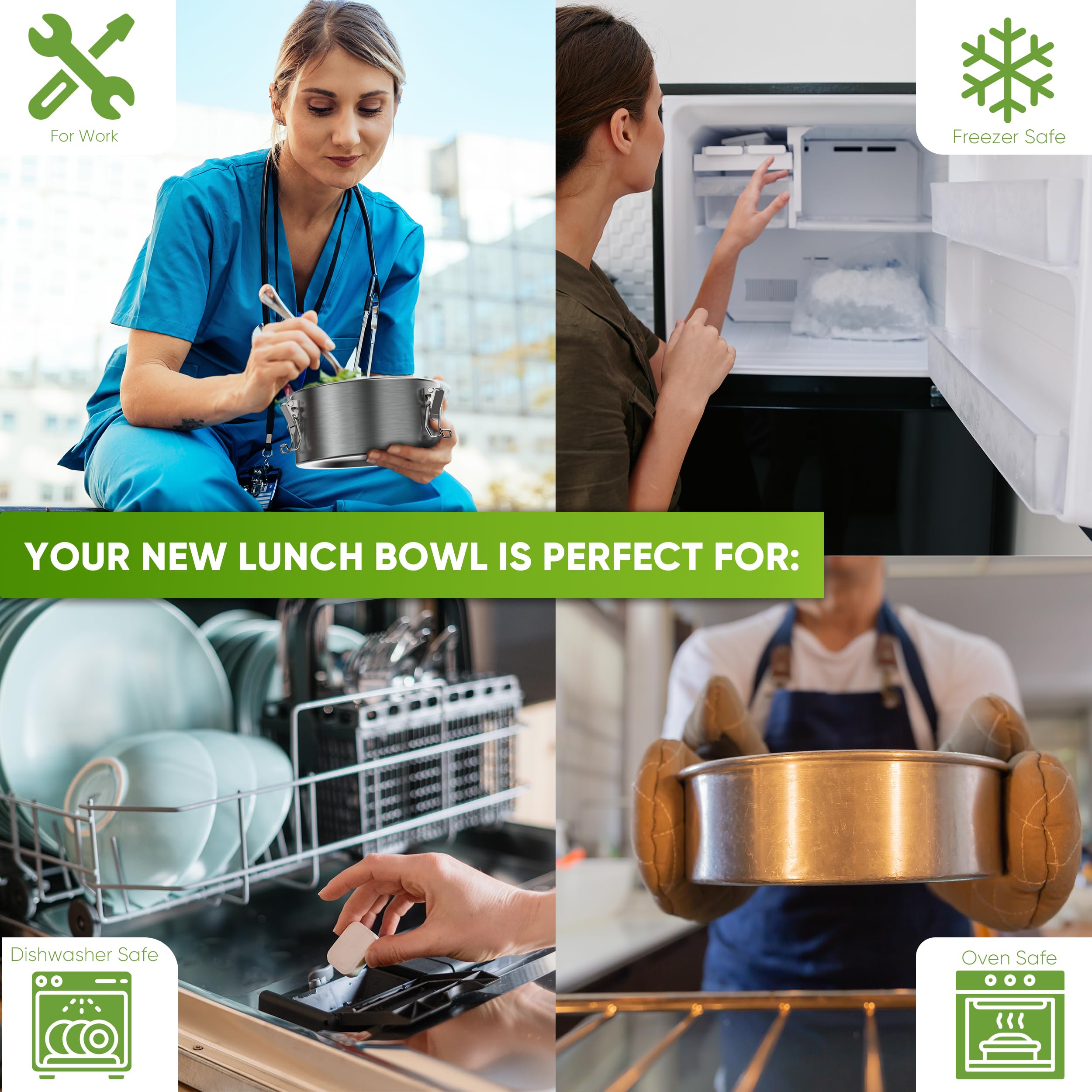 Blockhütte Metal Lunch Container 40oz with Spork, Bento Box Adult Metal BPA Free, Stainless Lunch Box for Work Dishwasher Safe, Stainless Steel Food Storage Containers Leakproof