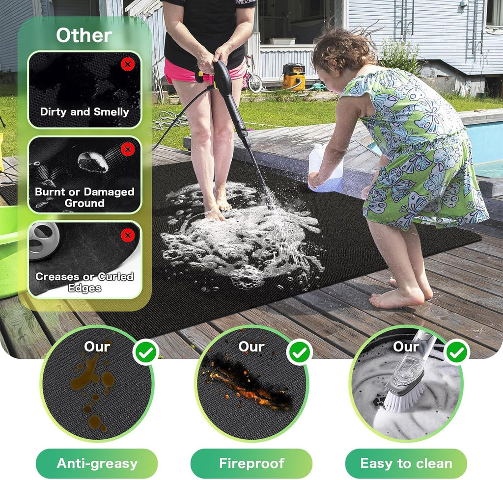 TAOMAND Large 90 x 52 inches Under Grill Mats for Outdoor Grill | BBQ Mat