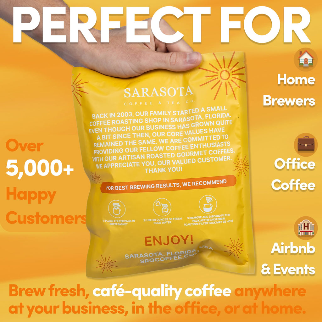 Breakfast Blend Coffee Filter Packs, 2 oz, 40 Count, Medium Roast, 3rd Party Tested Low Acid Mold Free Ground Coffee for 10-12 Cup Drip Coffee Makers