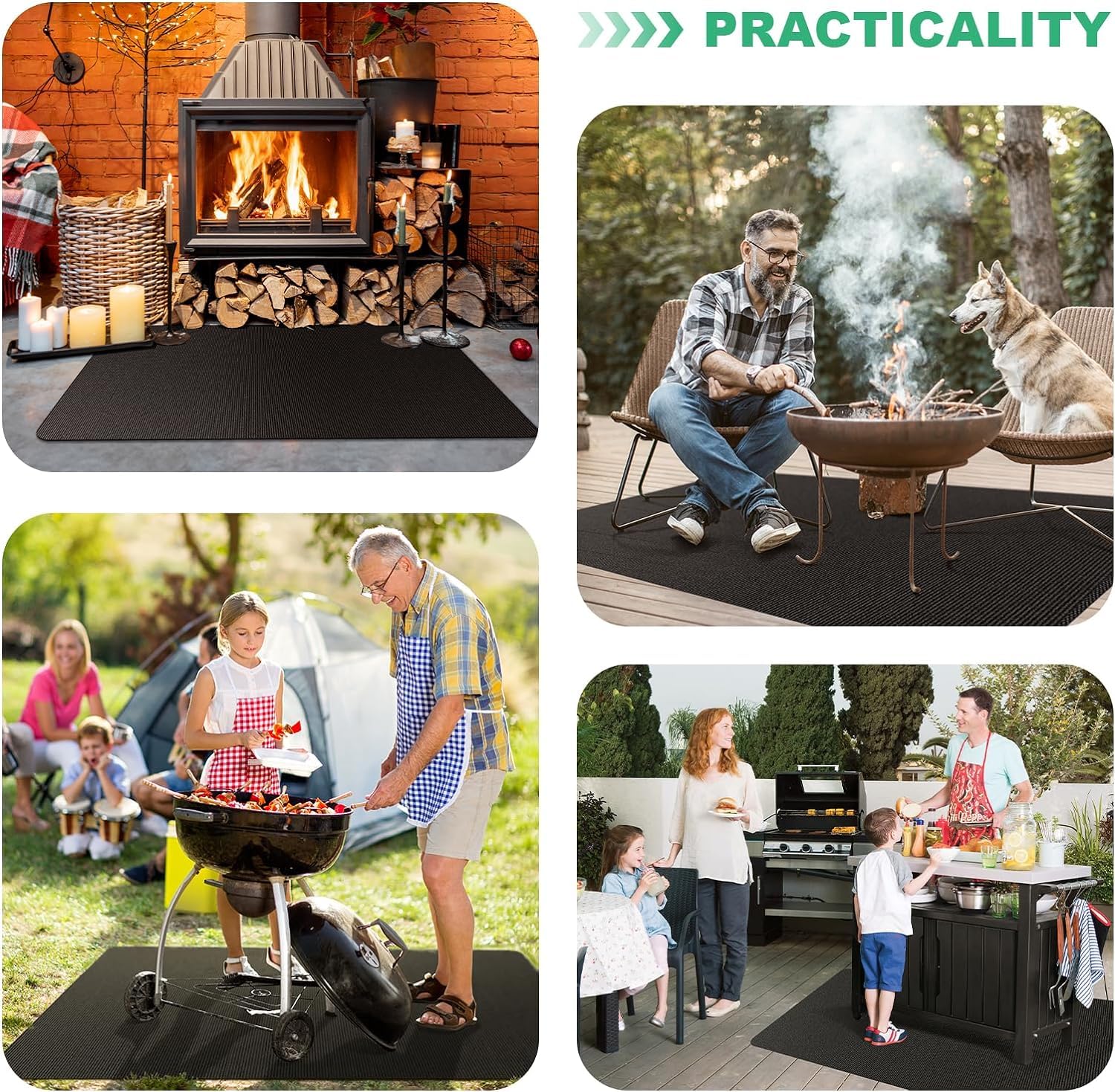 TAOMAND Large 90 x 52 inches Under Grill Mats for Outdoor Grill | BBQ Mat