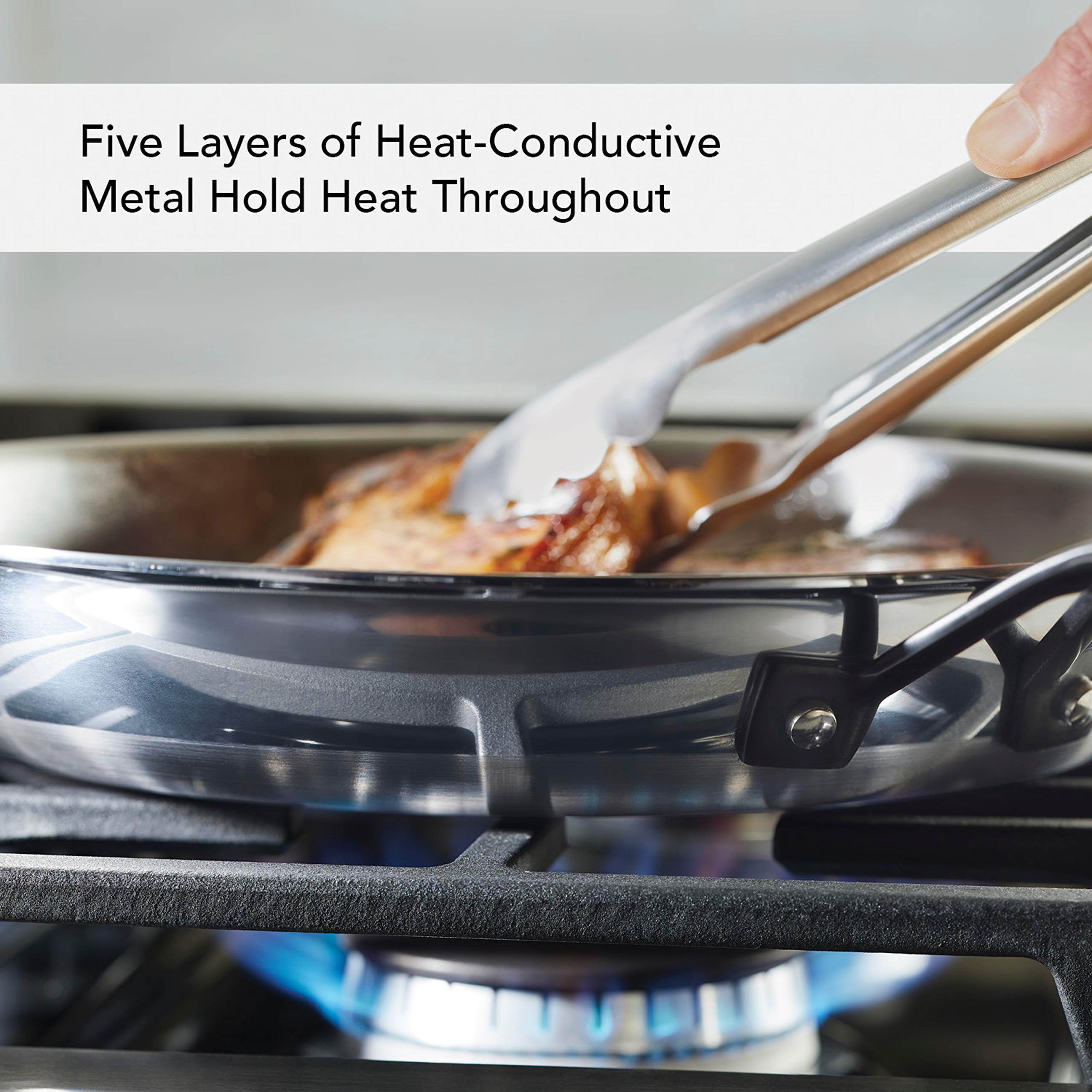 KitchenAid 5-Ply Clad Stainless Steel Induction Frying Pan Set, 2-Piece, Polished Stainless Steel