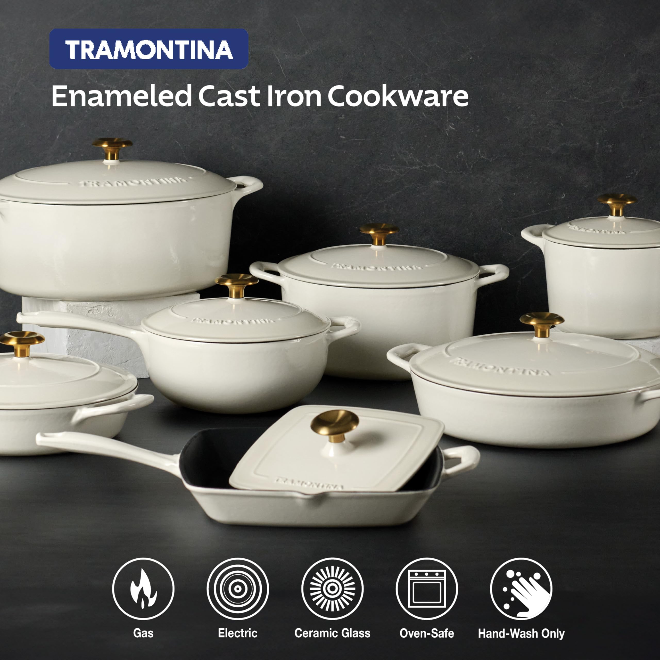 Tramontina Bestow Enameled Cast Iron 7-Qt Oval Dutch Oven Pot with Lid