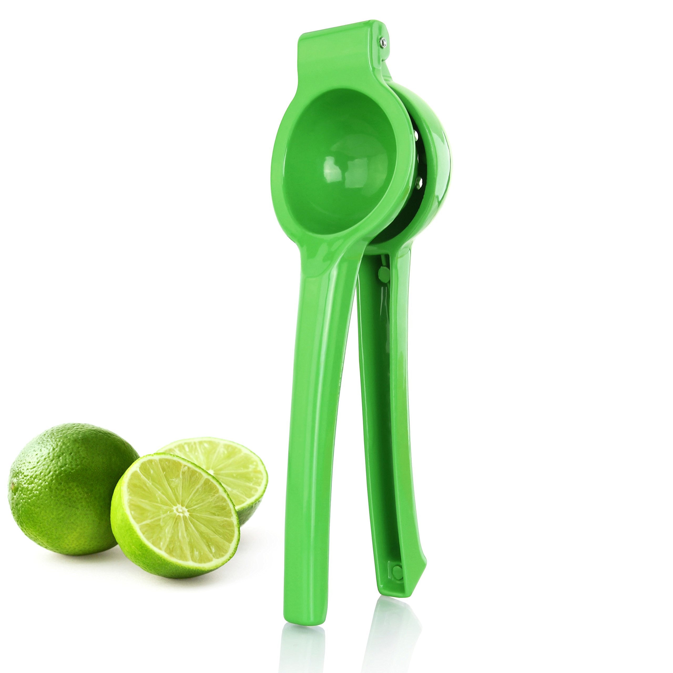New Star Foodservice Lime Squeezer, Commercial Restaurant Grade Enameled Aluminum Citrus Press, Manual Hand Juicer for Limes, Lemons, and Small Citrus, Green