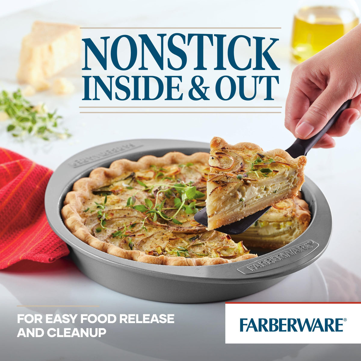 Farberware Nonstick Bakeware 9-Inch Round Cake Pan, Gray
