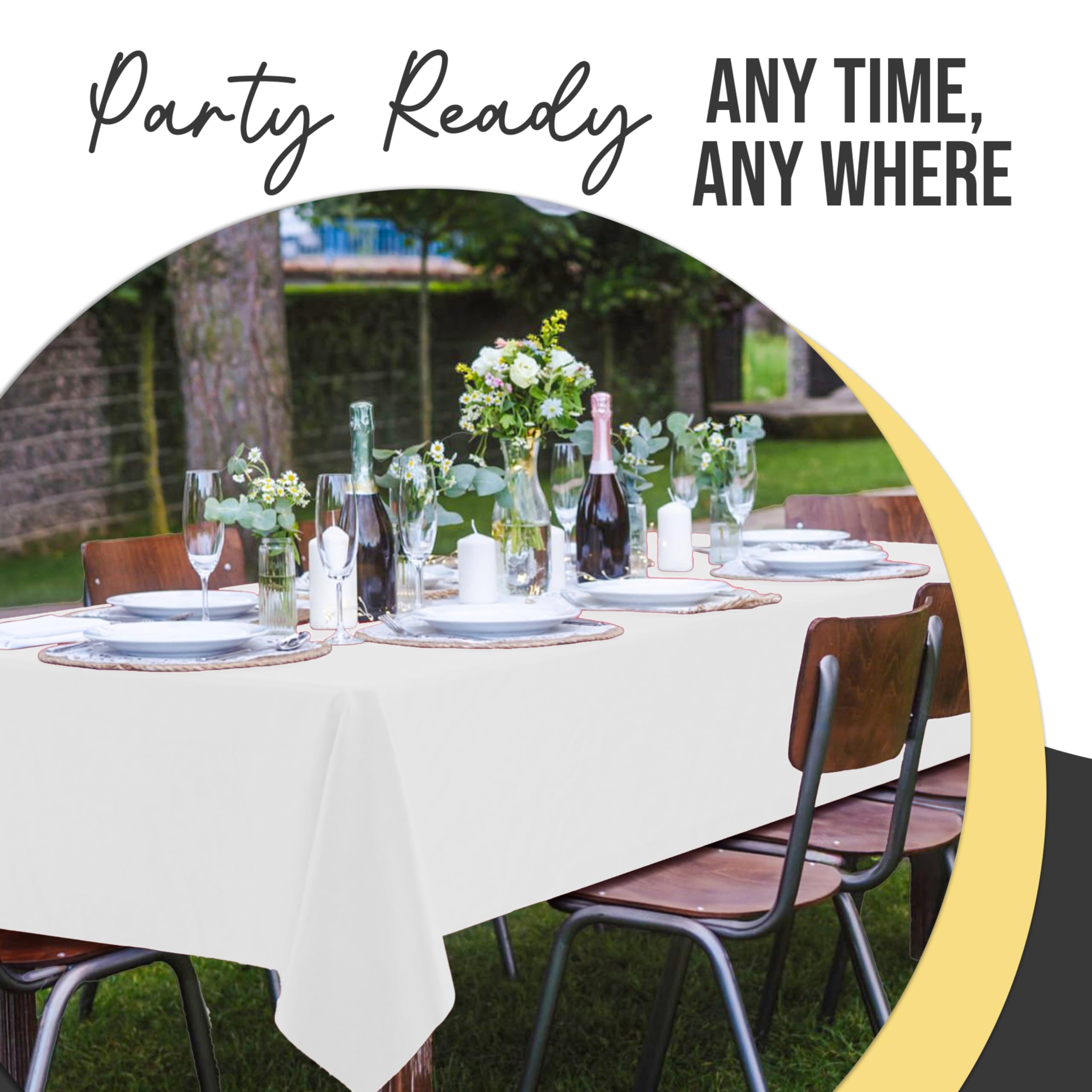 Exquisite 66% Thicker Premium Plastic Table Cloth Rectangle Table Cover 0.5 Mil 12 Pack White Table Cloth 54 Inch x 108 Inch Disposable Tablecloth Won't Tear Easily Like Cheap Thin Brands
