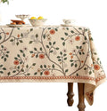 ISAENNE Designer Floral Table Cloth for Rectangle Table,French Linen Light Beige Indoor Tablecloth,Fall Wrinkle Resistant Decor Tablecloths for Dining Thanksgiving Kitchen,55"*79"-Flora A