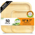 Raj Palm Leaf Disposable Heavy Duty 10" & 7" Square Plates 50 Pack
