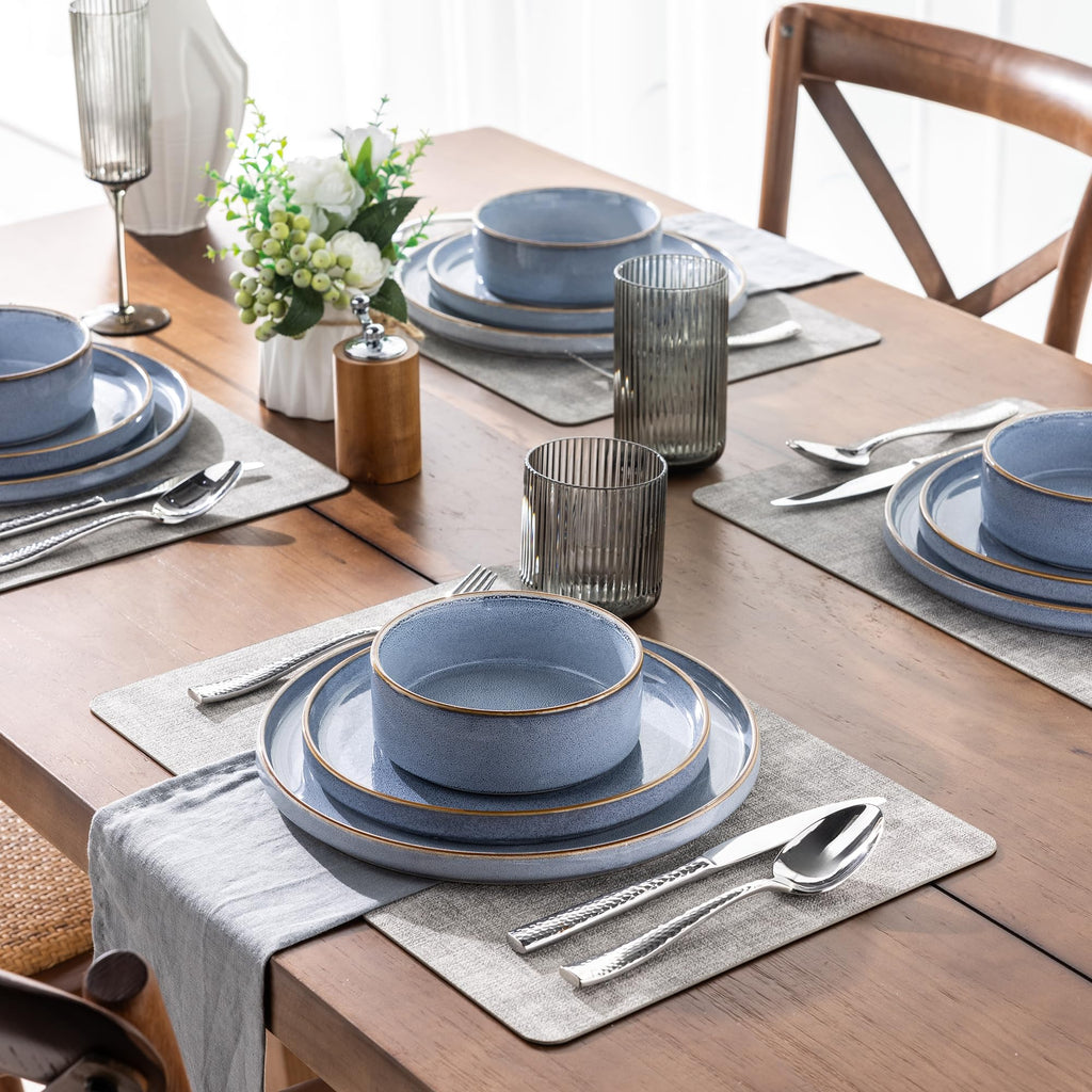 GBHOME Dinnerware Sets for 4, 12 Pieces Ceramic Plates and Bowls Set