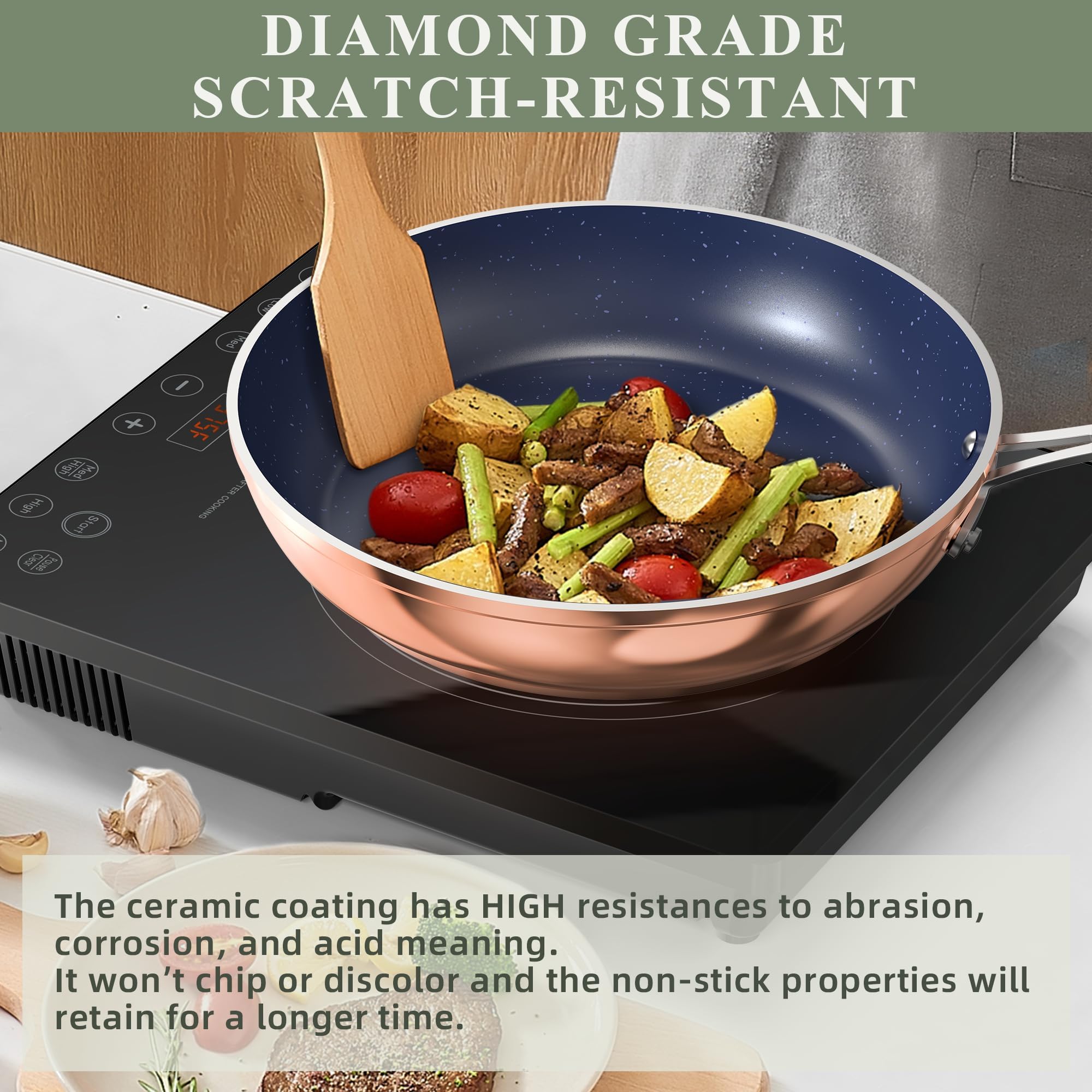 Nuwave 9pc Cookware Set Healthy Duralon Blue Ceramic Nonstick Coated