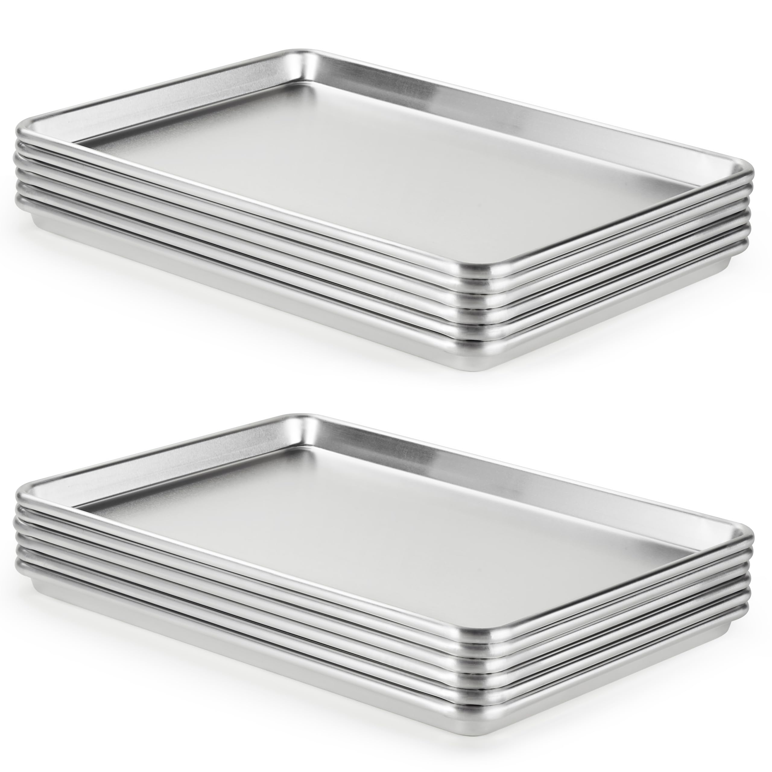 CURTA 12 Pack Aluminum Sheet Pan, NSF Listed Half Size 18 x 13 inch Commercial Bakery Cake Bun Pan, Baking Tray