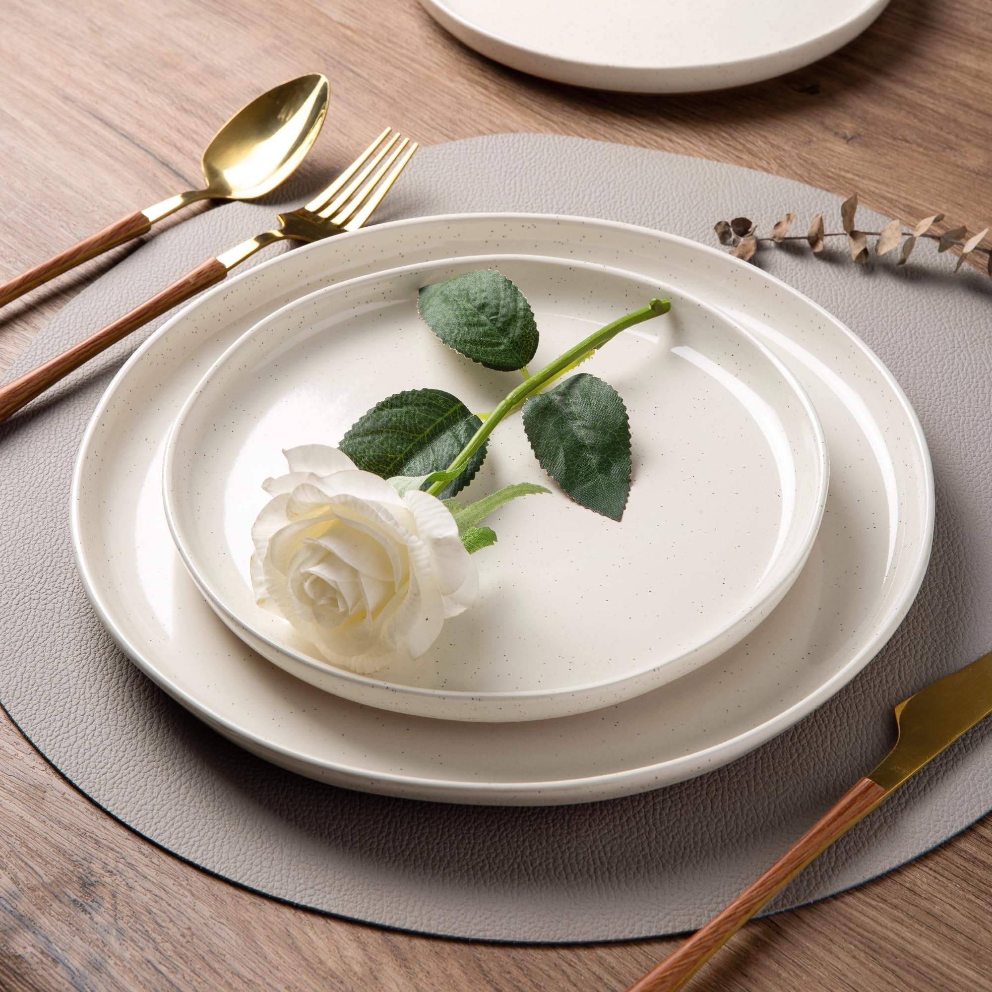 AmorArc Dinnerware Sets for 4, 12 Pieces Ceramic Plates and Bowls Set