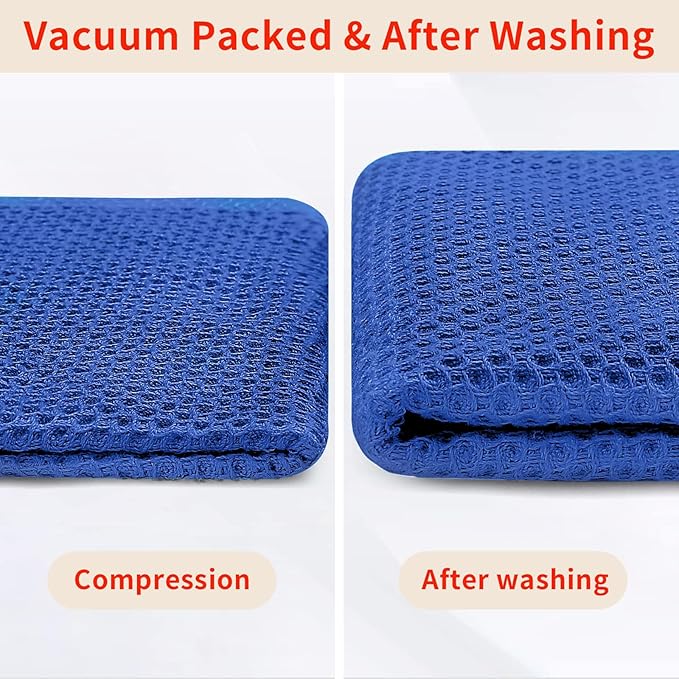 Homaxy 100% Cotton Waffle Weave Kitchen Dish Towels, Ultra Soft Absorbent Quick Drying Cleaning Towel, 13 x 28 Inches, 6-Pack, Blueberry
