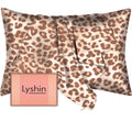 LYSHIN Silk Pillow Cases King Size with Hidden Zipper, Leopard