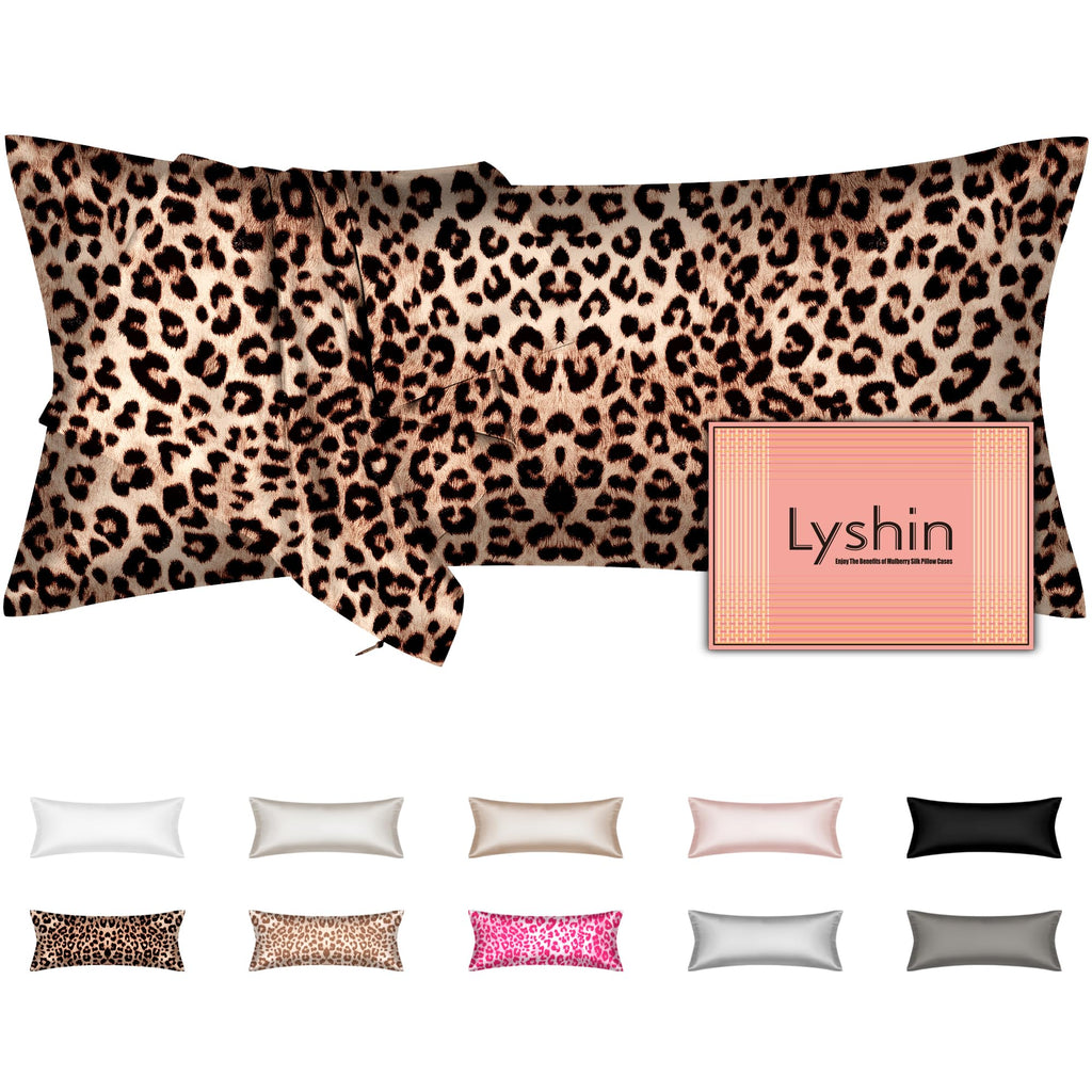 LYSHIN Silk Body Pillow Case with Zipper, Body Pillow Pillowcase, Leopard