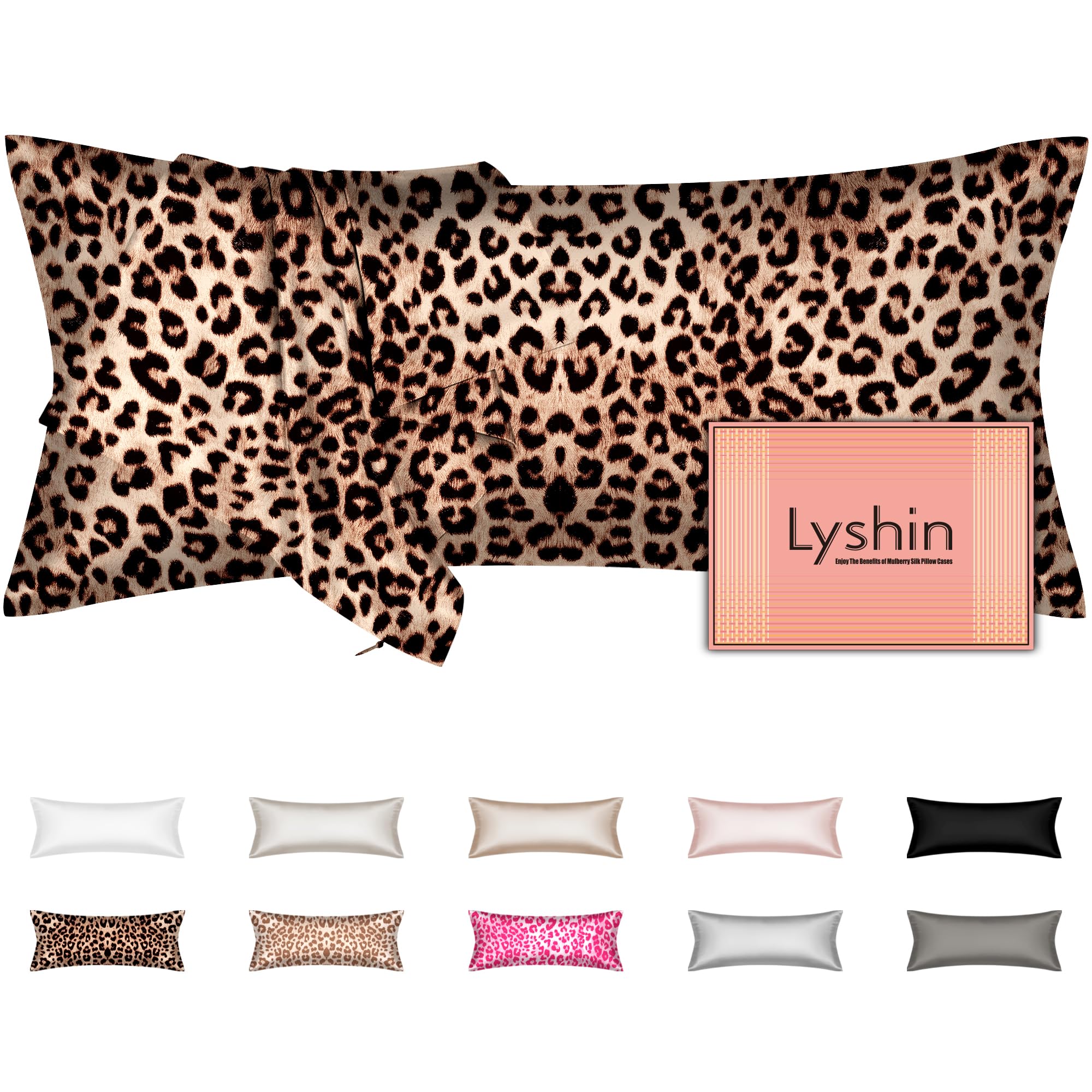 LYSHIN Silk Body Pillow Case with Zipper, Body Pillow Pillowcase, Leopard