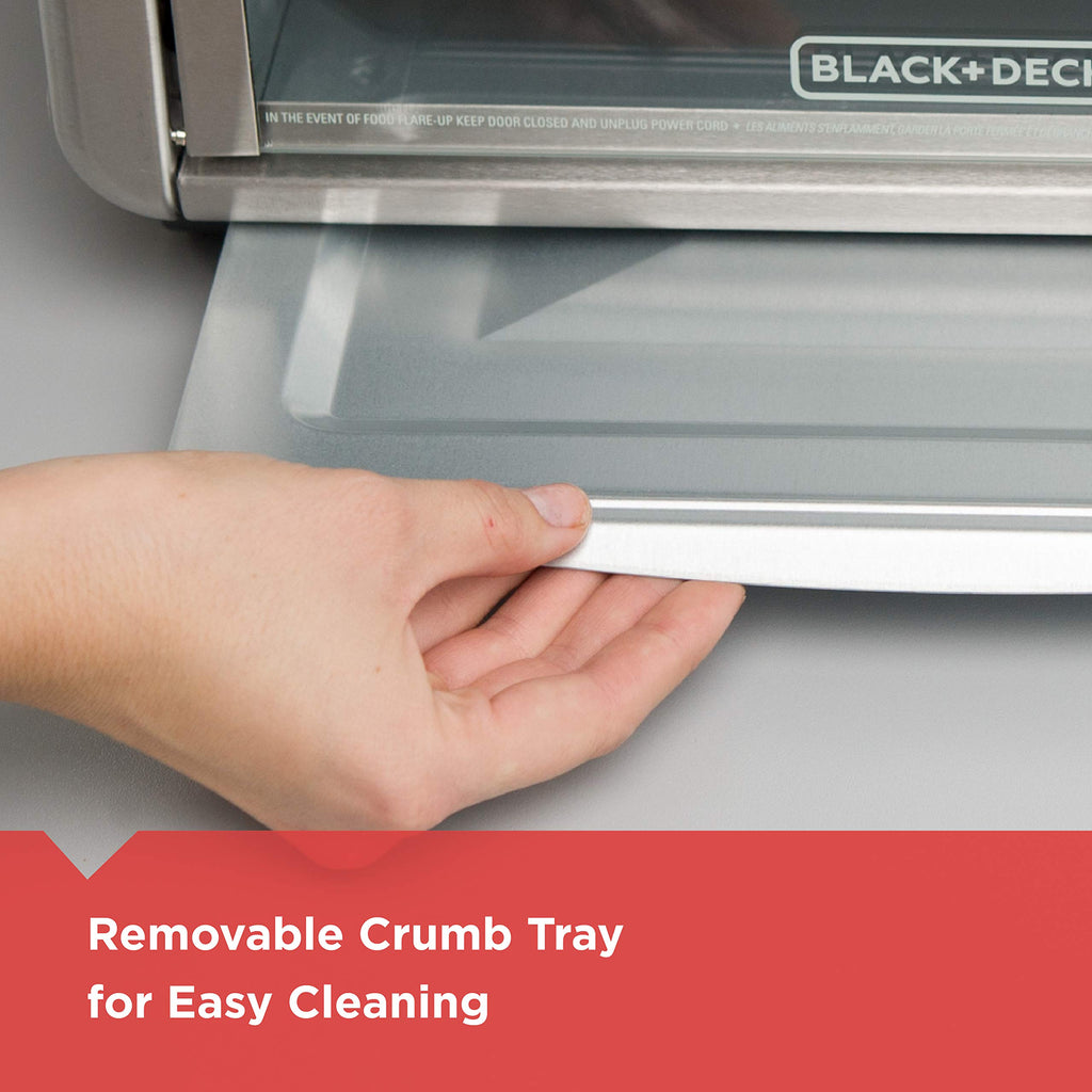 Black+Decker Countertop Convection Toaster Oven, 8 One-touch Cooking Functions, Stainless Steel