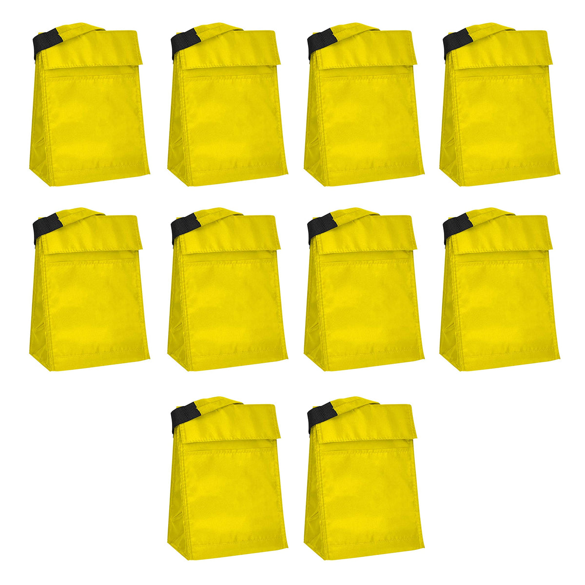 DISCOUNT PROMOS 10 Hook and Loop Insulated Lunch Bags Set - Polyester, Durable, Vibrant, Reusable - White