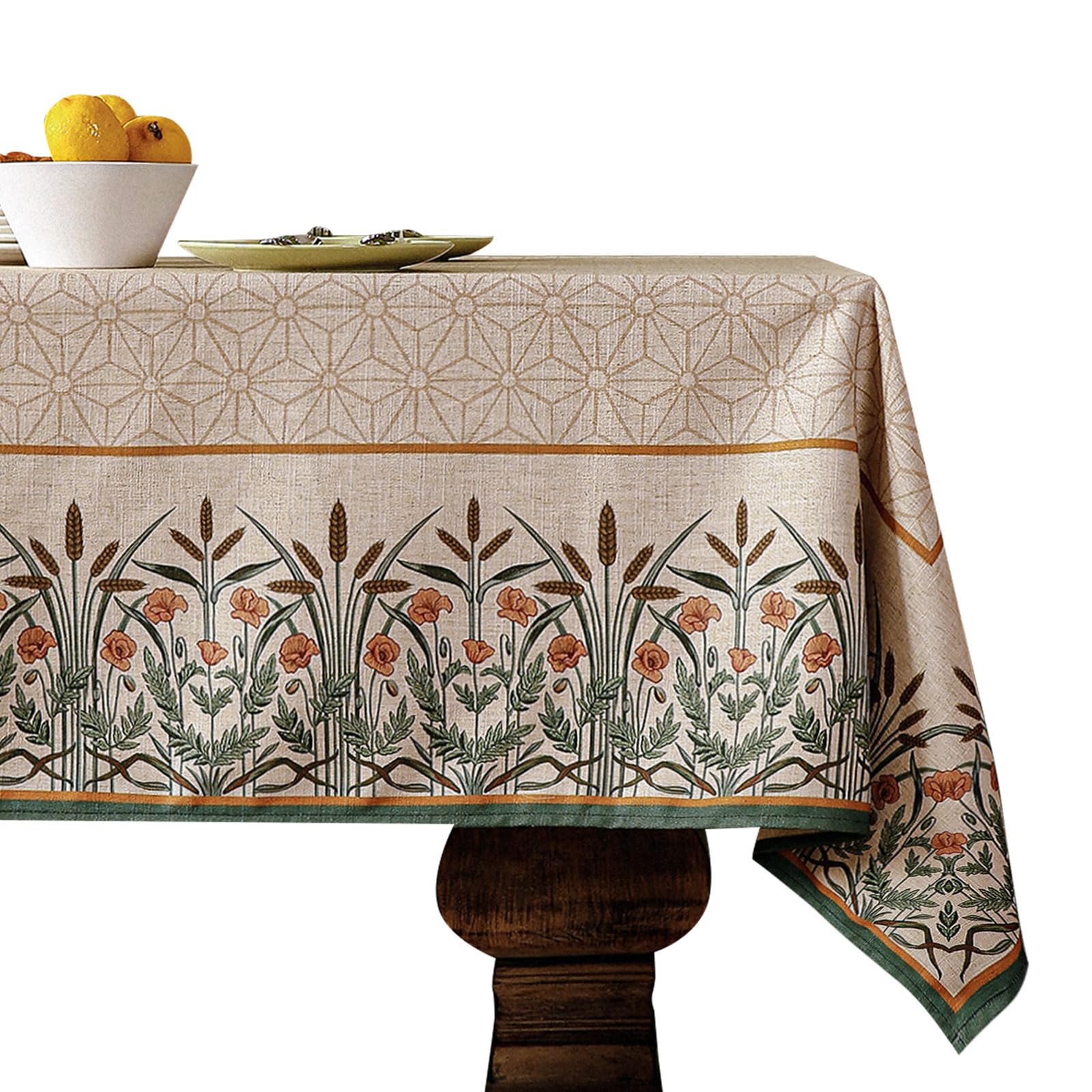 patdrea Vintage French Linen Tablecloth — 94" x 63" (Rectangular) — 79" x 55" (Rectangular)