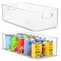 Plastic Food Storage 2 Pack Clear Container Bin with Handles for Organizing Kitchen, Pantry, Refrigerator, Freezer, Pantry, Cabinet, Closet, Bathroom. 16”x8”x5”