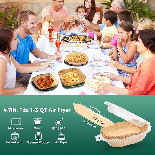 125Pcs 4.7 Inch Air Fryer Disposable Liners, 2 QT Parchment Paper for COSORI 2.1 Qt Air Fryer, Square Baking Paper Sheets for Mini Airfryer Basket