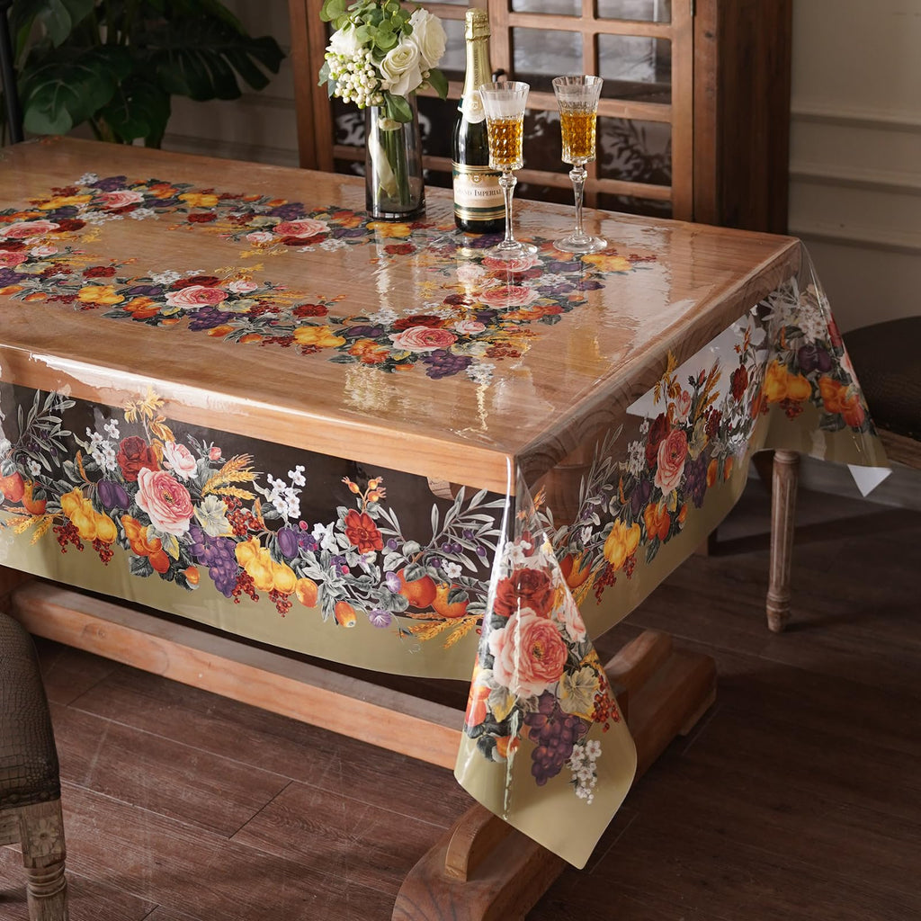 Artbloss Clear Table Cover Protector PVC Plastic Table Cover, 55" x 104"