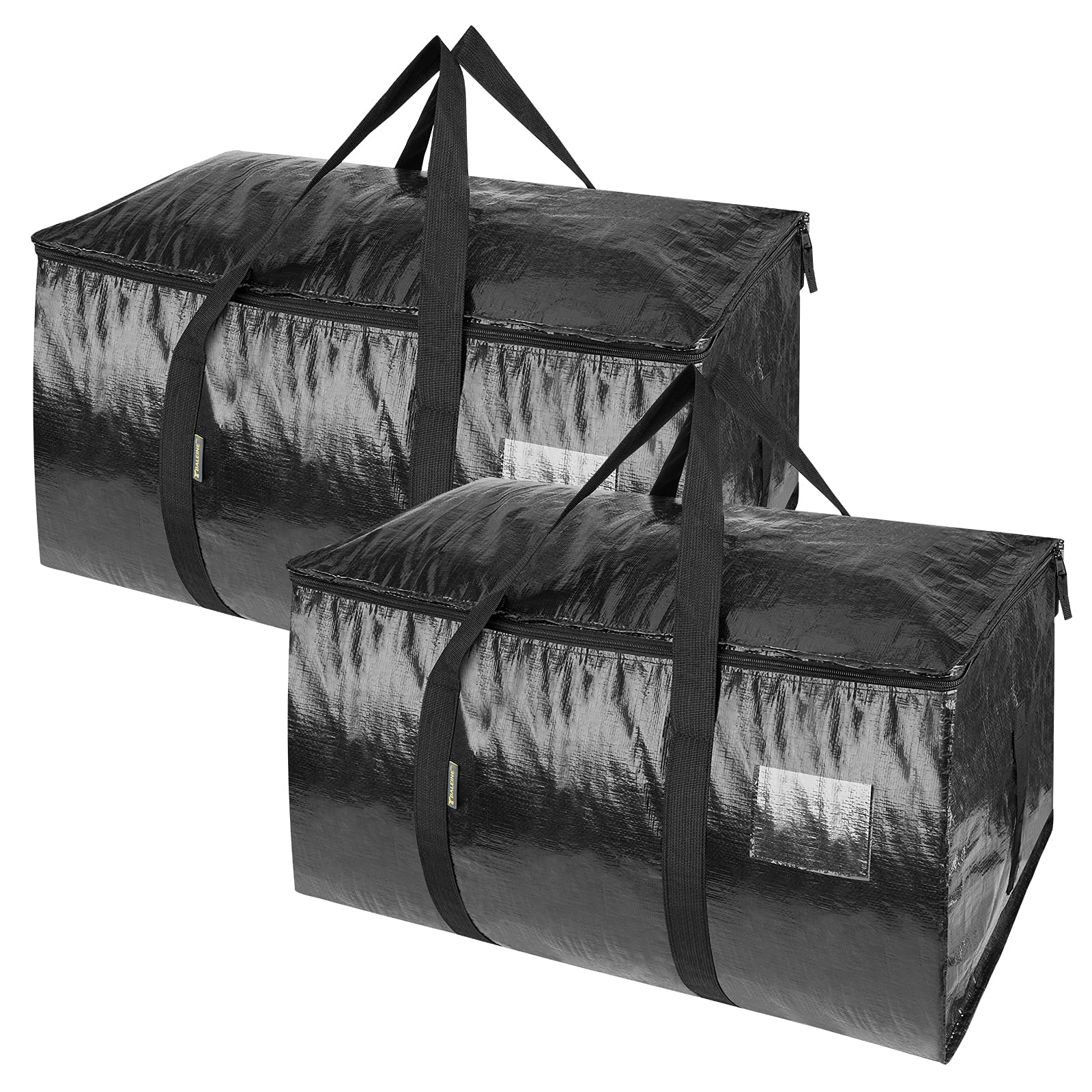BALEINE 2-Pack Oversized Moving Bags with Reinforced Handles, Heavy-Duty Storage Tote for Clothes, Moving Supplies (Black, 2-Pack)