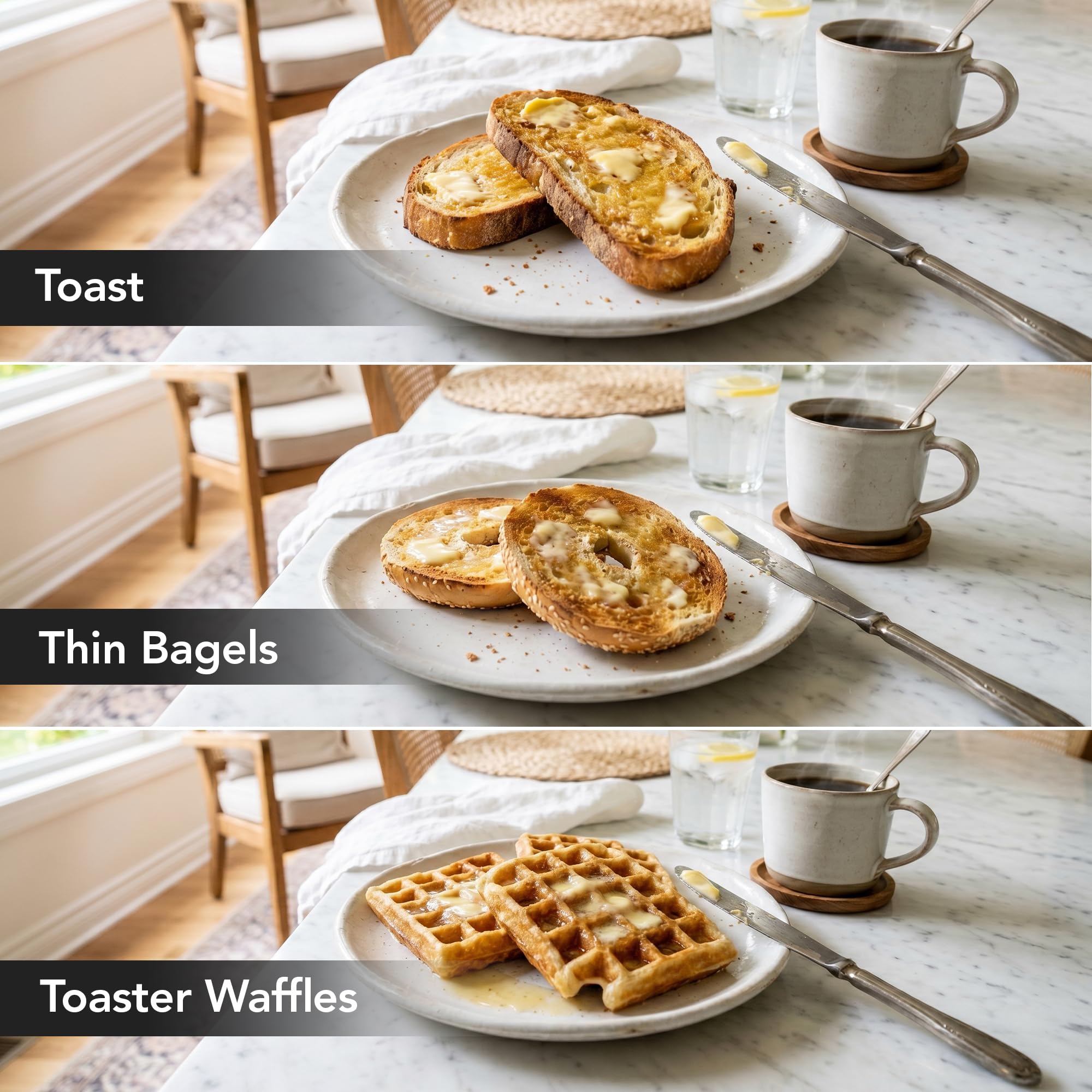 OVENTE Electric 2 Slice Toaster Machine 6-Shade Setting, Black TP2210B