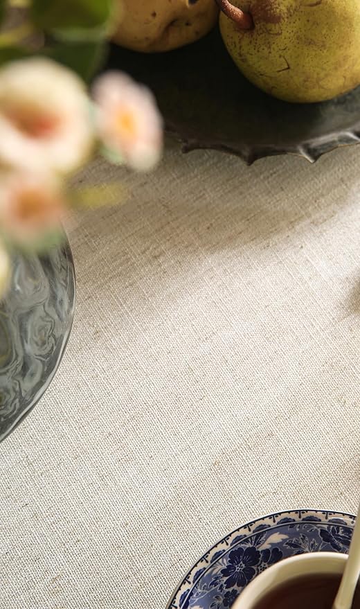 patdrea Designer Linen Vintage Blue Long Rectangle Tablecloth,Leaves Pattern Durable Floral Table Cloth,French Table Cover Cloth Decor for Kitchen Dining,Thanksgiving,Party,63"x102"-Ivar B