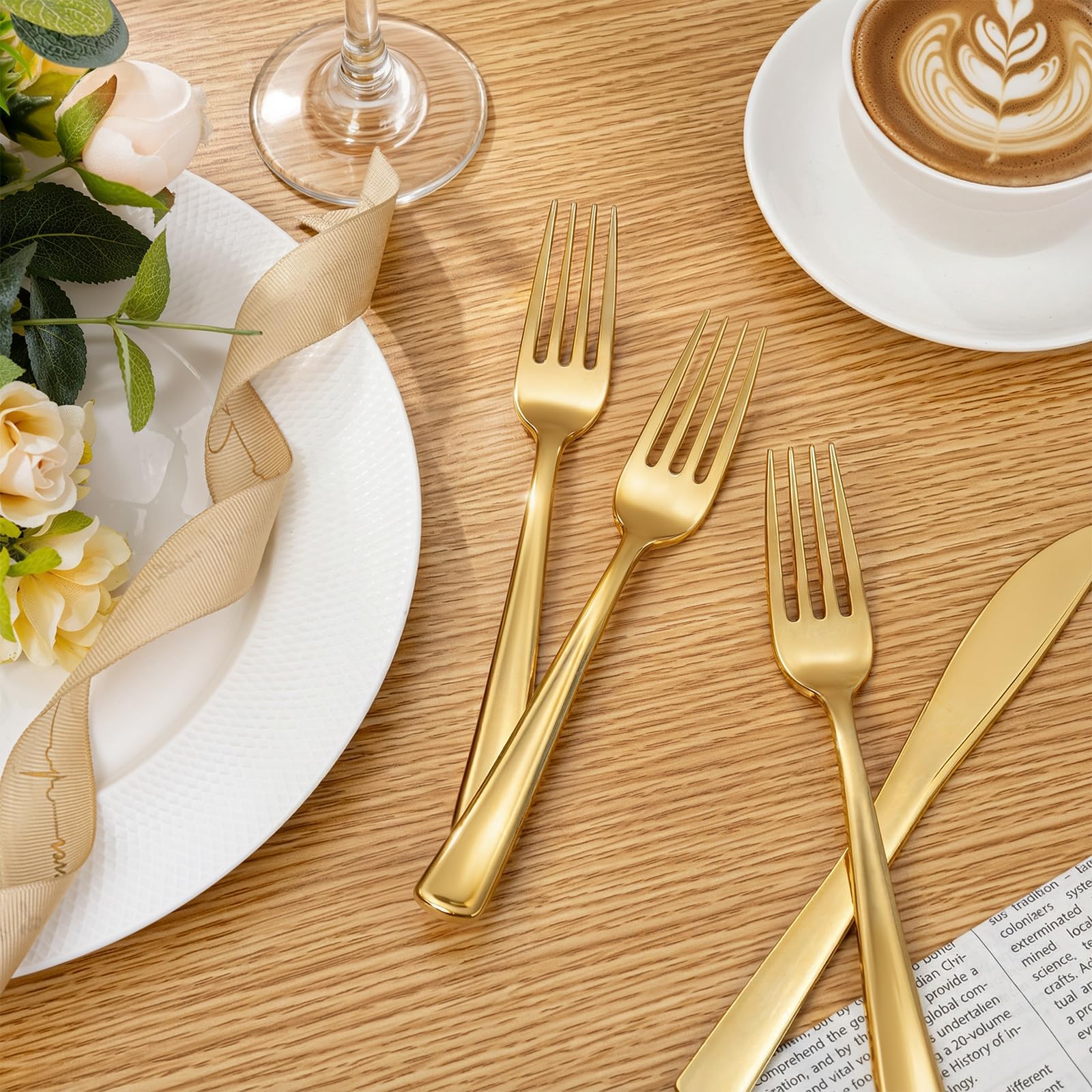 Liacere 200pcs Gold Plastic Forks - Heavyweight - 7.4 Inch Heavy Duty Forks - Gold Plastic Silverware Perfect For Parties & Weddings & Restaurants & New Year And Daily Using&Christmas&New Year