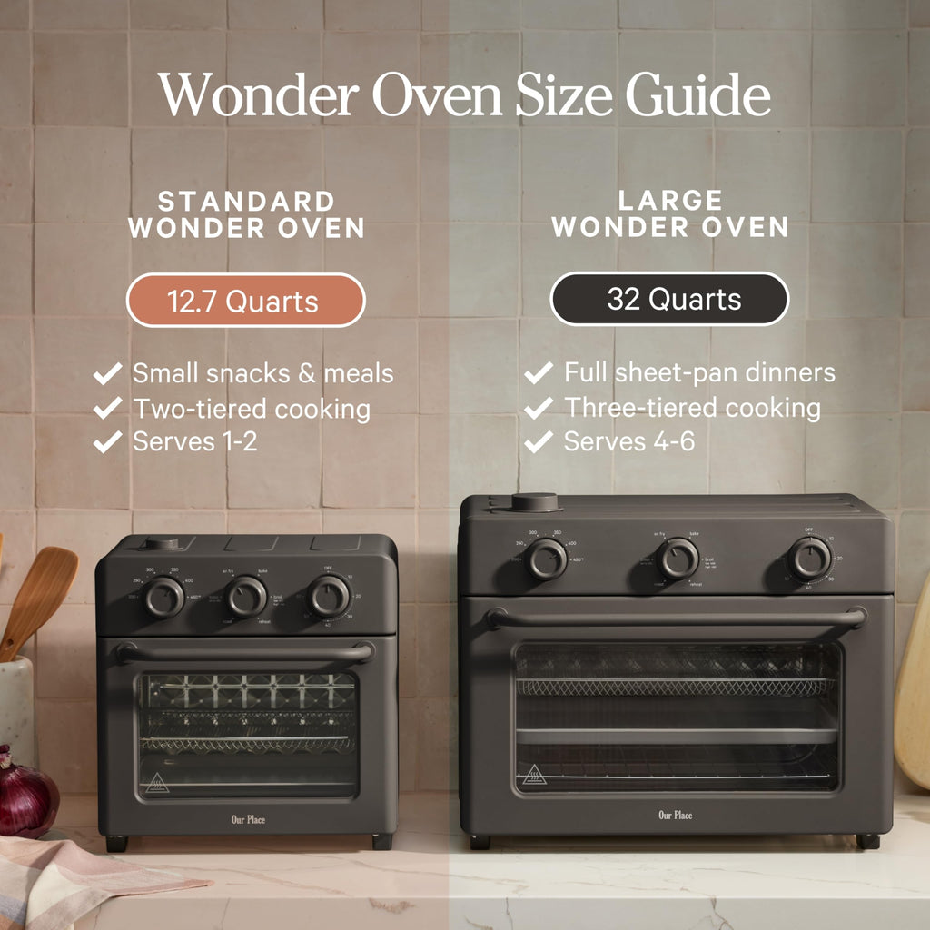 Our Place Large Wonder Oven | 6-in-1 Stainless Steel Air Fryer Toaster Oven Combo with Basket, Rack, Pan & Tray | 3-Rack, 31.7 QT, Large Capacity - Toast, Roast, Bake, Reheat, Broil & Steam | Spice