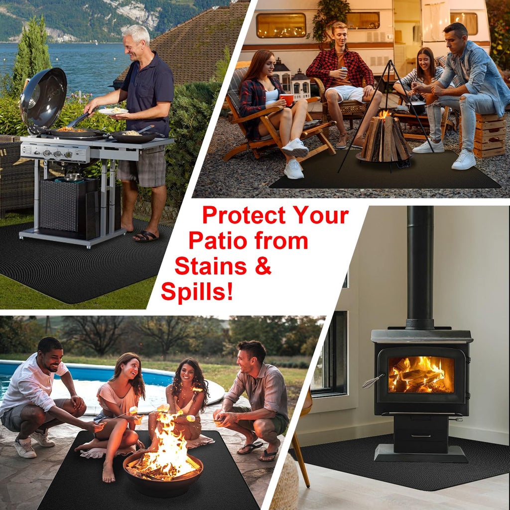 Epinovo Under Grill Mat for Outdoor Grill Fireproof Deck Protector 60"x40"
