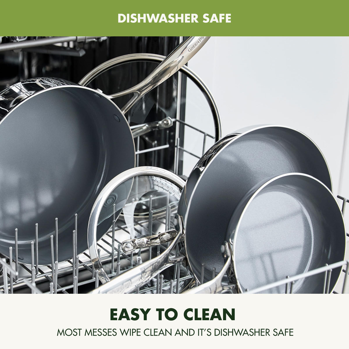 GreenPan Valencia Pro Tri-Ply Stainless Steel 10 Piece Cookware Set, PFAS-Free Ceramic Nonstick Coating, Induction Ready Pots & Pans, All Cooktops, Dishwasher & Oven Safe to 600F